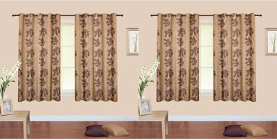 Cortina 150 cm (5 ft) Polyester Window Curtain (Pack Of 4)(Floral, Brown)