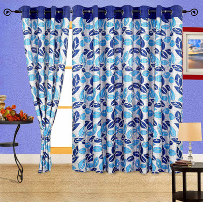 

Cortina 270 cm (9 ft) Polyester Long Door Curtain Single Curtain(Floral, Blue)