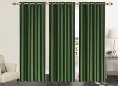 

Furnishing Zone 274 cm (9 ft) Polyester Long Door Curtain (Pack Of 3)(Plain, Green)