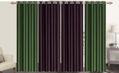 

Furnishing Zone 274 cm (9 ft) Polyester Long Door Curtain (Pack Of 4)(Plain, Green, Brown), Brown;green