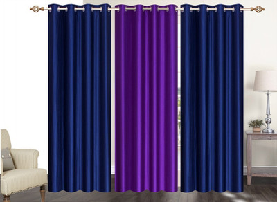 

Furnishing Zone 274 cm (9 ft) Polyester Long Door Curtain (Pack Of 3)(Plain, Blue, Purple)