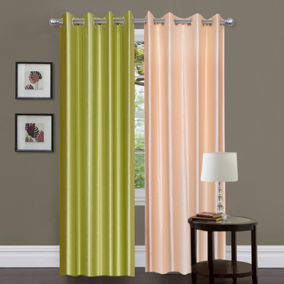 

Decor World 213 cm (7 ft) Polyester Door Curtain (Pack Of 2)(Plain, Green)