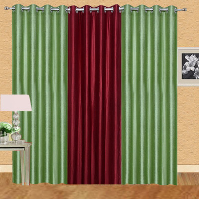 

Excel Bazaar 275 cm (9 ft) Polyester Long Door Curtain (Pack Of 3)(Solid, Pista, Maroon)