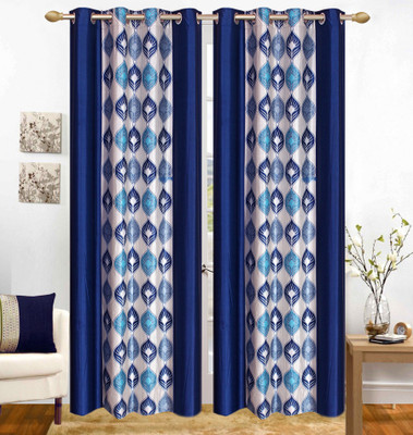 

RJ Products 210 cm (7 ft) Polycotton Door Curtain (Pack Of 2)(Printed, Blue)