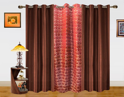 Dekor World 215 cm (7 ft) Polyester Door Curtain (Pack Of 3)(Geometric, Brown) Dekor World 215 cm (7 ft) Polyester Door Curtain (Pack Of 3)(Geometric, Brown)