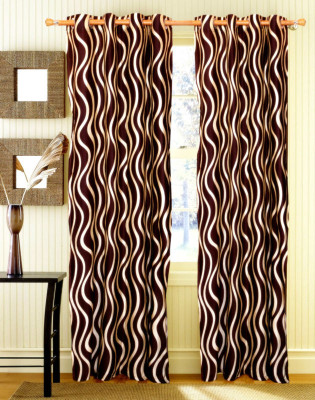 68% OFF on Homefab India 214 cm (7 ft) Polyester Door Curtain (Pack Of 2)(Striped, Brown)