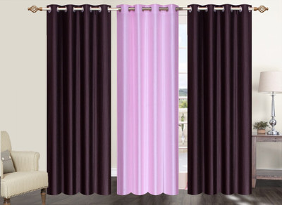 

Furnishing Zone 152 cm (5 ft) Polyester Window Curtain (Pack Of 3)(Plain, Brown, Pink)