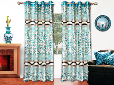 

STRINGS 152 cm (5 ft) Jacquard Window & Door Curtain (Pack Of 2)(Floral, Multicolor)