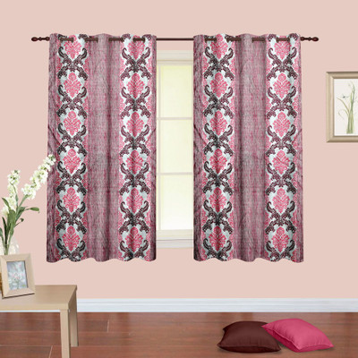 

Cortina 150 cm (5 ft) Polyester Window Curtain (Pack Of 2)(Floral, Pink)
