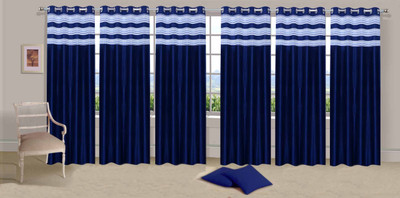 

Ville Style 275 cm (9 ft) Polyester Long Door Curtain (Pack Of 6)(Solid, Blue)