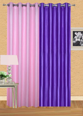 

Ville Style 275 cm (9 ft) Polyester Long Door Curtain (Pack Of 2)(Solid, Pink, Blue), Blue;pink