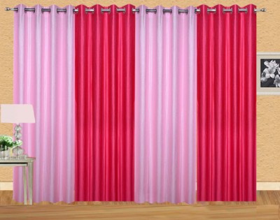 Stella Creations 274 cm (9 ft) Polyester Room Darkening Long Door Curtain (Pack Of 4)(Solid, Pink)
