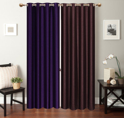 

Furnishing Zone 274 cm (9 ft) Polyester Long Door Curtain (Pack Of 2)(Plain, Blue, Brown)