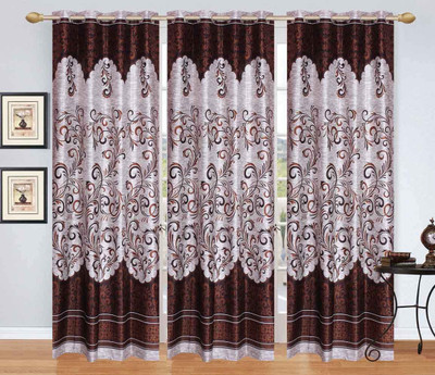 

Stella Creations 214 cm (7 ft) Polyester Door Curtain (Pack Of 3)(Printed, Brown)