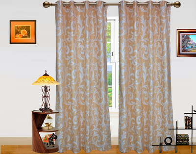 6% OFF on Dekor World 215 inch (7 ft) Polyester Door Curtain (Pack Of 2)(Geometric, Beige)