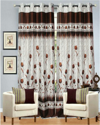 

Italian Fab 274 cm (9 ft) Polyester Long Door Curtain (Pack Of 4)(Floral, Brown)