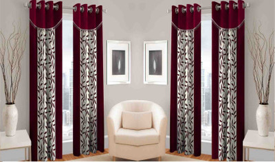 

Abhi Decor 213 cm (7 ft) Polyester Door Curtain (Pack Of 4)(Printed, Maroon)