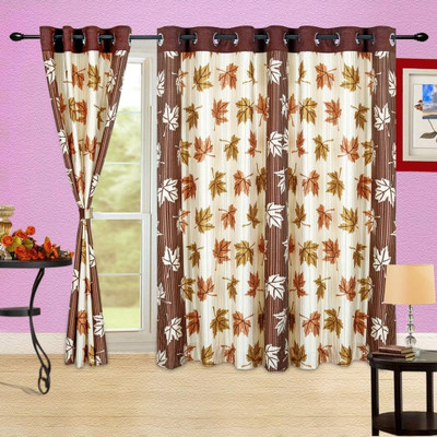 

Cortina 210 cm (7 ft) Polyester Door Curtain Single Curtain(Striped, Brown)