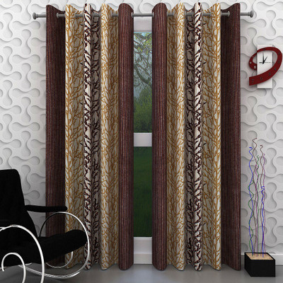 

Navya Homes 213 cm (7 ft) Polyester Door Curtain (Pack Of 2)(Floral, Brown)
