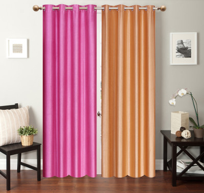 

Furnishing Zone 274 cm (9 ft) Polyester Long Door Curtain (Pack Of 2)(Plain, Pink, Beige), Beige;pink