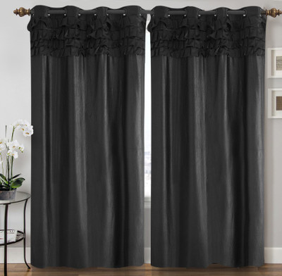 

Home Candy 212 cm (7 ft) Polyester Door Curtain (Pack Of 2)(Plain, Black)