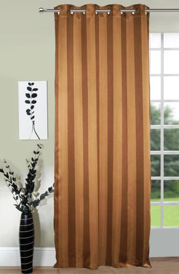 

Lushomes 230 cm (8 ft) Polyester Door Curtain Single Curtain(Striped, Dark Brown)
