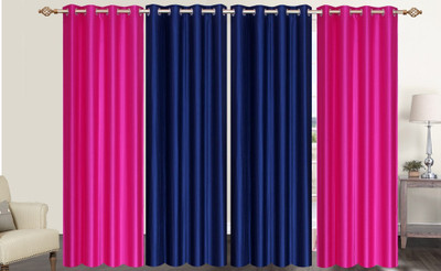 

Furnishing Zone 274 cm (9 ft) Polyester Long Door Curtain (Pack Of 4)(Plain, Pink, Blue), Blue;pink