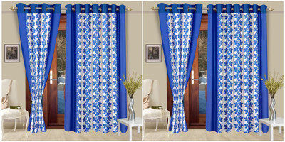 

Cortina 210 cm (7 ft) Polyester Door Curtain (Pack Of 4)(Floral, Blue)