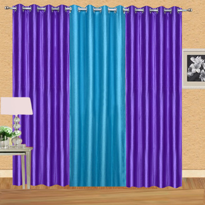 

Excel Bazaar 214 cm (7 ft) Polycotton Door Curtain (Pack Of 3)(Plain, Purple-1aqua)