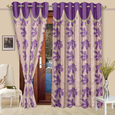 

Cortina 210 cm (7 ft) Polyester Door Curtain (Pack Of 2)(Floral, Purple)