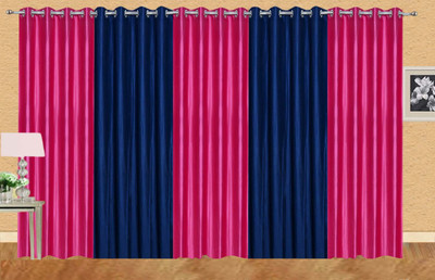 

Ville Style 275 cm (9 ft) Polyester Long Door Curtain (Pack Of 5)(Solid, Pink, Dark Blue), Dark blue;pink