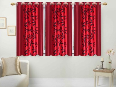 

Stella Creations 154 cm (5 ft) Polyester Window Curtain (Pack Of 3)(Printed, Red)