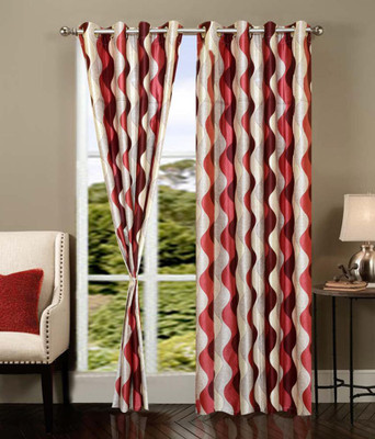 

PHF 213 cm (7 ft) Polyester Window & Door Curtain (Pack Of 2)(Floral, Red)