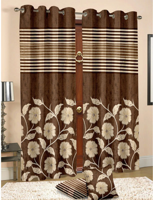 

Cortina 270 cm (9 ft) Jacquard Long Door Curtain Single Curtain(Floral, Multicolor)