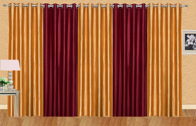 

Stella Creations 152 cm (5 ft) Polyester Window Curtain (Pack Of 5)(Solid, Gold, Maroon)
