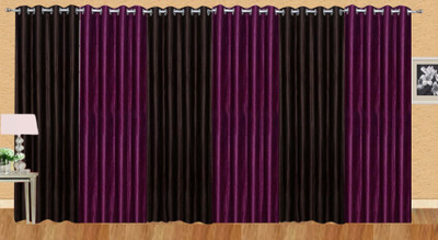 Ville Style 214 cm (7 ft) Polyester Door Curtain (Pack Of 6)(Solid, Brown, Purple)