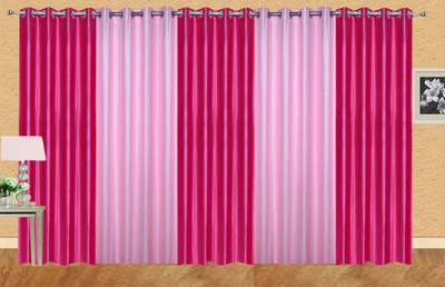 Ville Style 275 cm (9 ft) Polyester Long Door Curtain (Pack Of 5)(Solid, Pink)