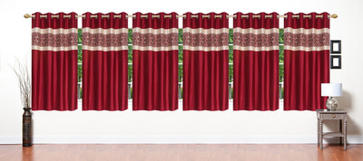 

Stella Creations 154 cm (5 ft) Polyester Window Curtain (Pack Of 6)(Printed, Maroon)