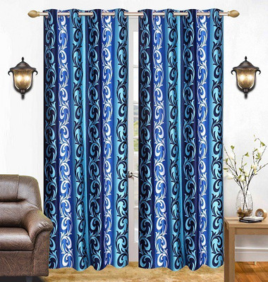 

The Intellect Bazaar 274 cm (9 ft) Polyester Long Door Curtain (Pack Of 2)(Printed, Blue)