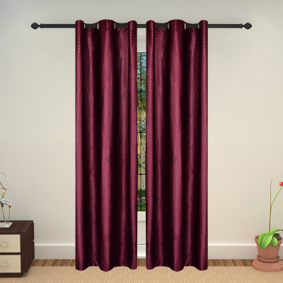 

Lushomes 228 cm (7 ft) Polyester Door Curtain Single Curtain(Self Design, Purple)