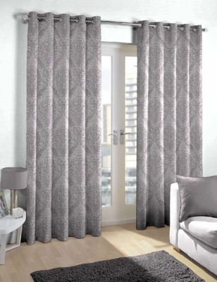 

Skipper 275 cm (9 ft) Blends Long Door Curtain Single Curtain(Motif, Grey)