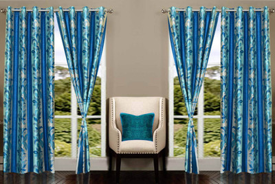 

Shiv Shankar Handloom 213 cm (7 ft) Polyester Door Curtain (Pack Of 4)(Printed, Blue)