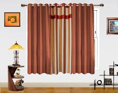 10% OFF on Dekor World 150 cm (5 ft) Polyester Window Curtain (Pack Of 3)(Abstract, Brown)