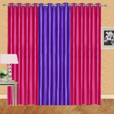 

Stella Creations 274 cm (9 ft) Polyester Long Door Curtain (Pack Of 3)(Solid, Pink, Purple)