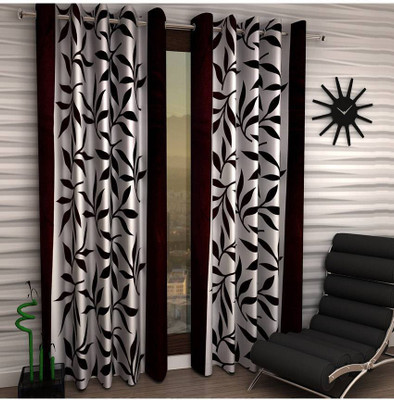 

MN Decor 274 cm (9 ft) Polyester Long Door Curtain (Pack Of 2)(Abstract, Brown)