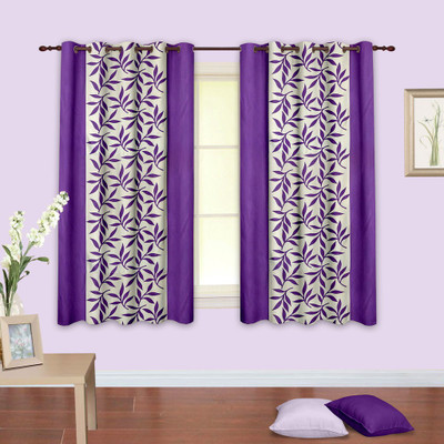 

Cortina 150 cm (5 ft) Polyester Window Curtain (Pack Of 2)(Floral, Purple)