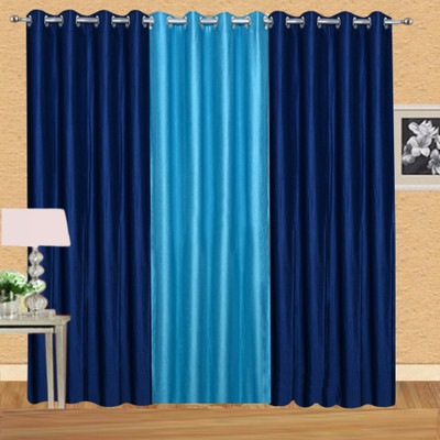 

Excel Bazaar 275 cm (9 ft) Polyester Long Door Curtain (Pack Of 3)(Solid, Neavy Blue, Aqua)