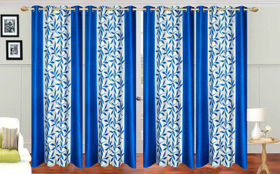 

Ville Style 214 cm (7 ft) Polyester Door Curtain (Pack Of 4)(Floral, Light Blue)