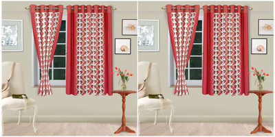 

Cortina 150 cm (5 ft) Polyester Window Curtain (Pack Of 4)(Floral, Maroon)