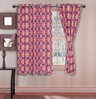 

Elan 150 cm (5 ft) Cotton Window Curtain Single Curtain(Printed, Pink)